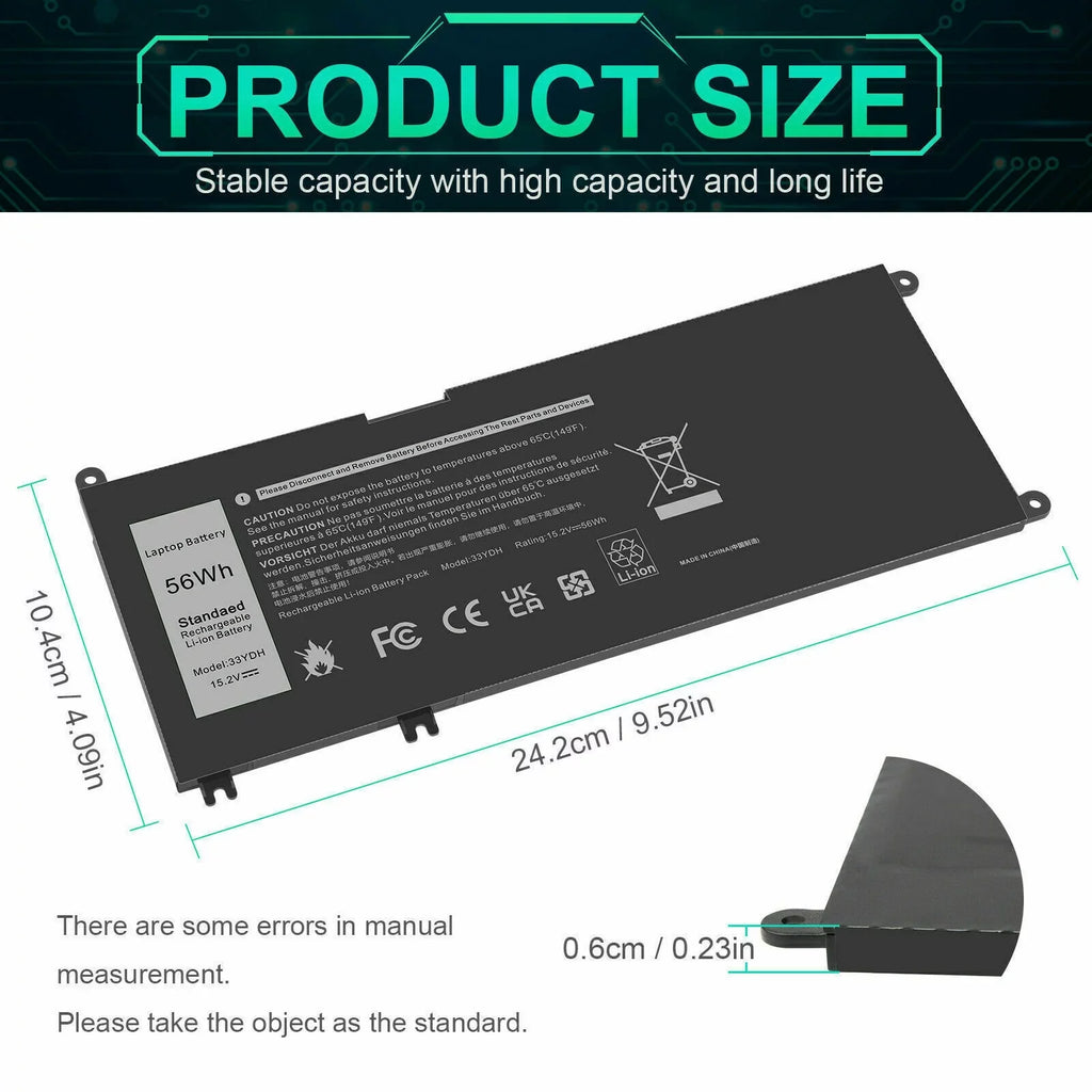 33YDH PVHT1 Laptop Battery for Dell (G3 G5 G7) 15 3579 5587 7588/17 3779