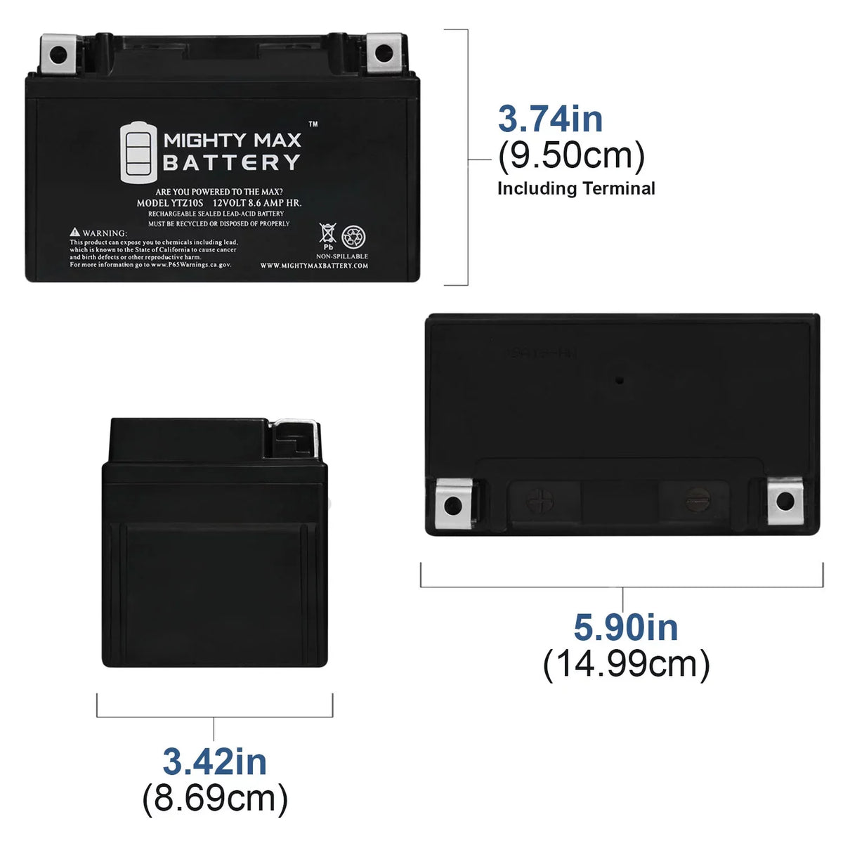 YTZ10Size 12V 8.6AH Replacement Battery compatible with Sizeuzuki 1000 GSizeX-R1000 00-17 - 3 Pack