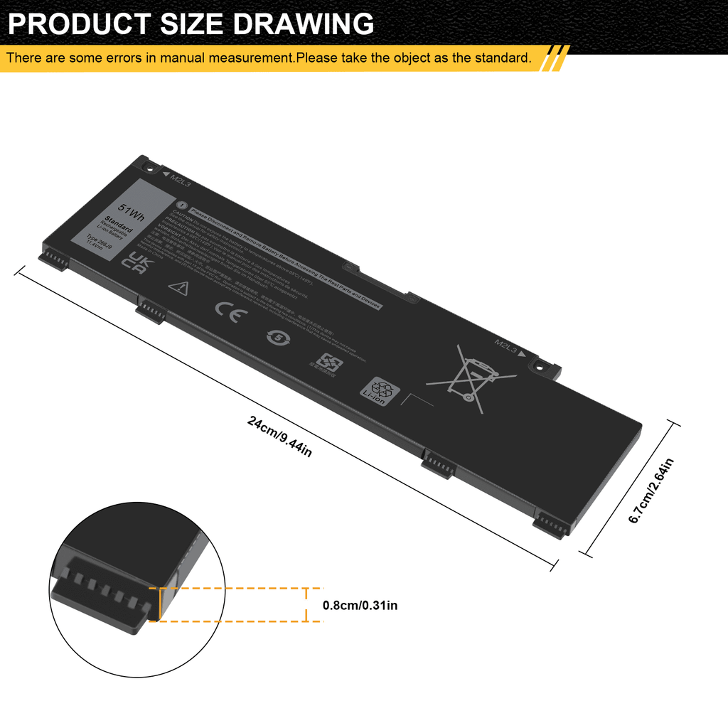 New 266J9 Battery Fits for Dell G3 15 3500 3590 3700 3790 G5 15 5500 5505 SizeE