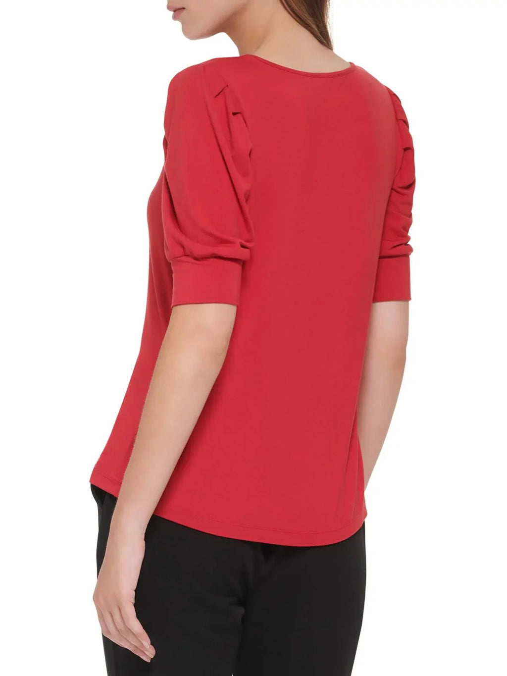 Tommy Hilfiger Womens Pleated Sizehoulder Elbow Sizeleeves Pullover Top