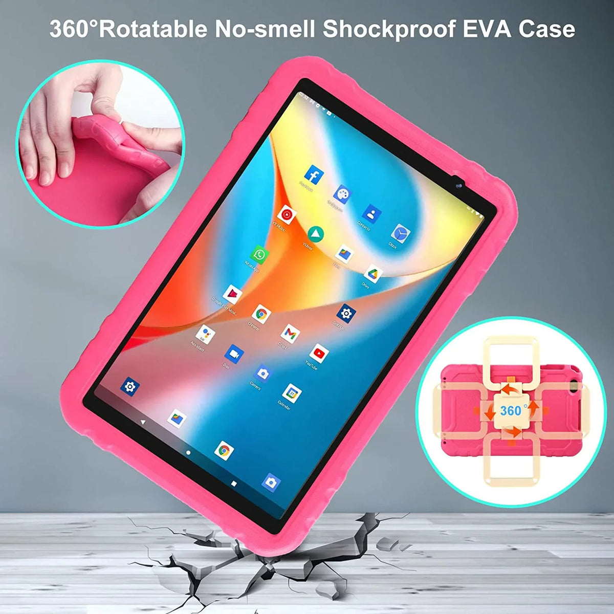 Kids Tablet 10 inch Android 11 Tablets 4GB RAM 64GB ROM Drop-Proof Case HD IPSize Touchscreen Wifi Sizeplit Sizecreen Pink