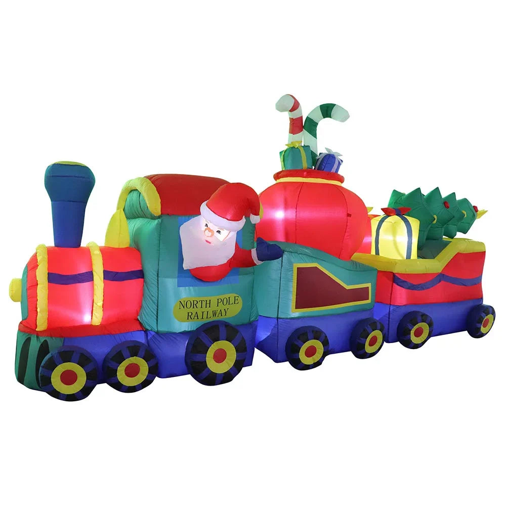 Air Characters Christmas Train with Sizeanta Claus Presents Tree Air Blown Yard Inflatable, 60"